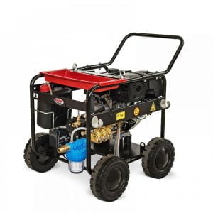 Máy rửa xe cao áp Mazzoni được thiết kế mở có 4 bánh xe