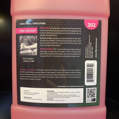 Nước rửa xe 3D Pink Car Soap 1 Gallon (3,8L) | 202G01 9 Nước rửa xe 3D Pink Car Soap 1 Gallon