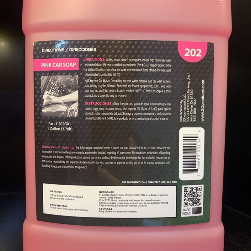 Nước rửa xe 3D Pink Car Soap 1 Gallon