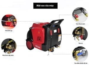 Mặt sau máy rửa xe hơi nước nóng Steamer Optima EST 18K