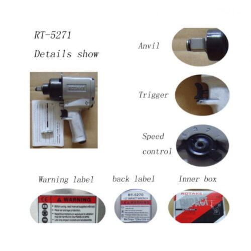Súng xiết bu lông khí nén 1/2 inch ROTAKE RT-5271 12 Súng xiết bu lông 1/2 inch Rotake RT-5271