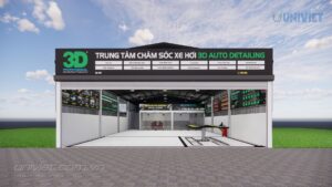 Mô hình 3D Trung tâm chăm sóc xe hơi chuyên nghiệp tại Cà Mau