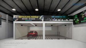Mô hình 3D Trung tâm chăm sóc xe hơi chuyên nghiệp tại Cà Mau