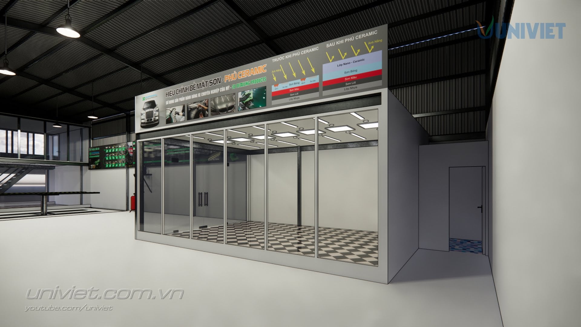 Mô hình 3D Trung tâm chăm sóc xe chuyên nghiệp tại An Giang
