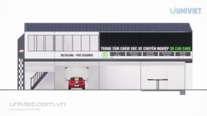 Mô hình 3D Trung tâm chăm sóc xe hơi chuyên nghiệp tại Bình Thuận