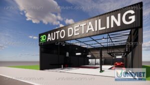 Mô hình 3D Trung tâm chăm sóc xe hơi chuyên nghiệp tại Đắk Lắk