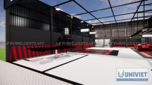 Mô hình 3D Trung tâm chăm sóc xe hơi chuyên nghiệp tại Đắk Lắk