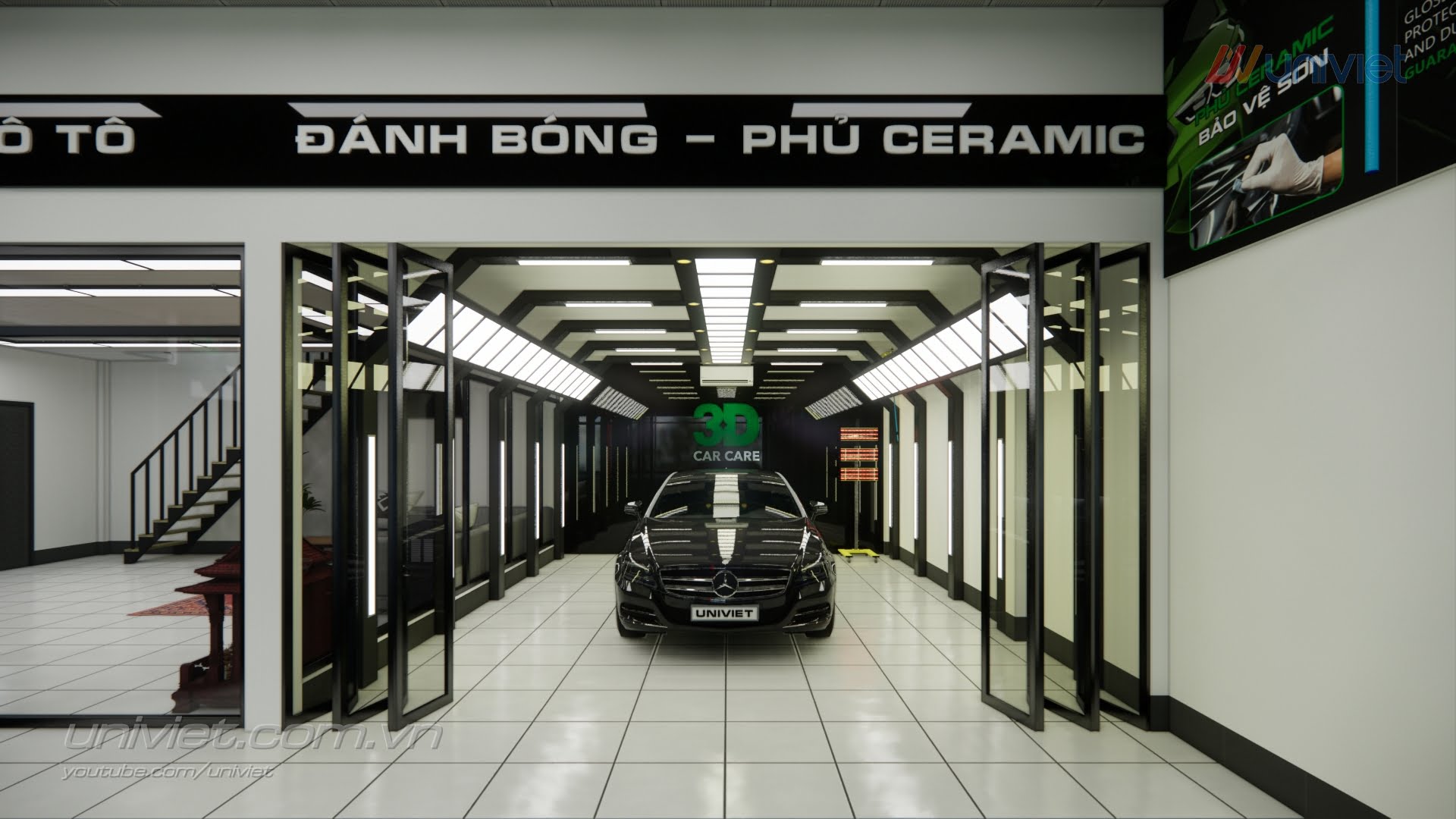 Mô hình 3D Trung tâm chăm sóc xe hơi chuyên nghiệp tại Thanh Hóa