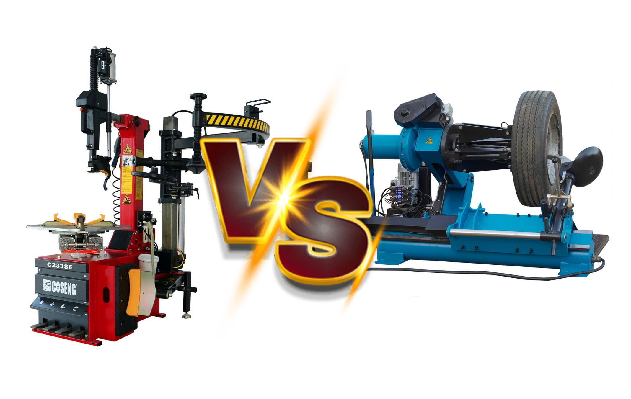 So sánh máy ra vào lốp xe con và máy ra vào lốp xe tải