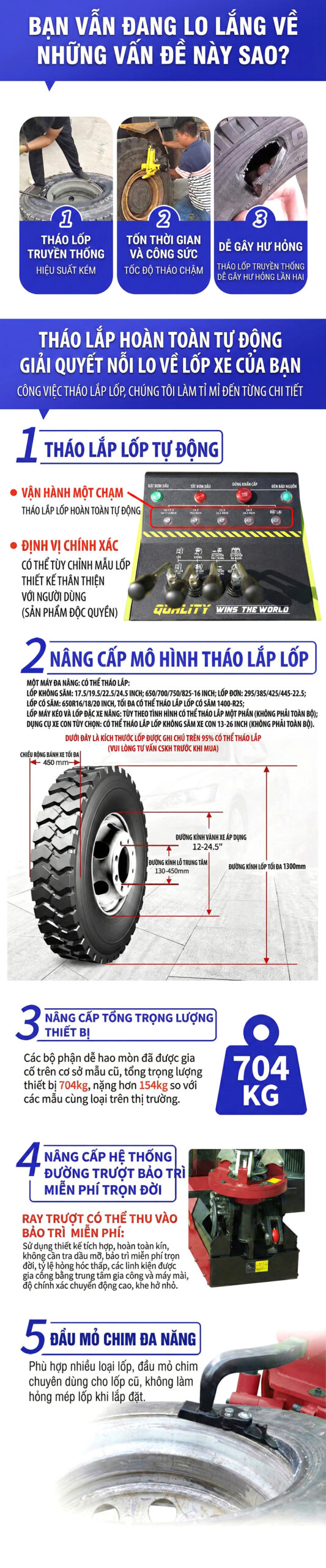 Máy ra vào lốp xe tải UNIVIET U610
