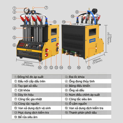 Máy kiểm tra và súc rửa kim phun AUTOOL CT160