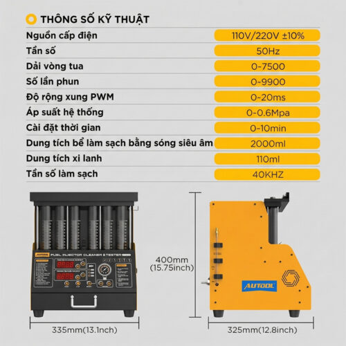 Máy kiểm tra và súc rửa kim phun AUTOOL CT400 GDI