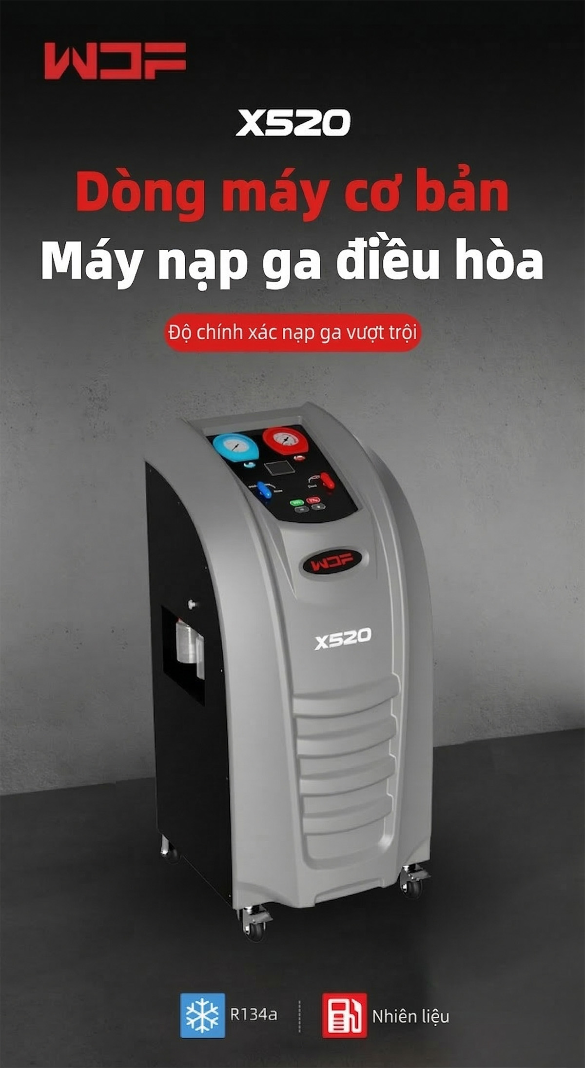 Máy nạp ga điều hòa ô tô bán tự động WONDERFU X520