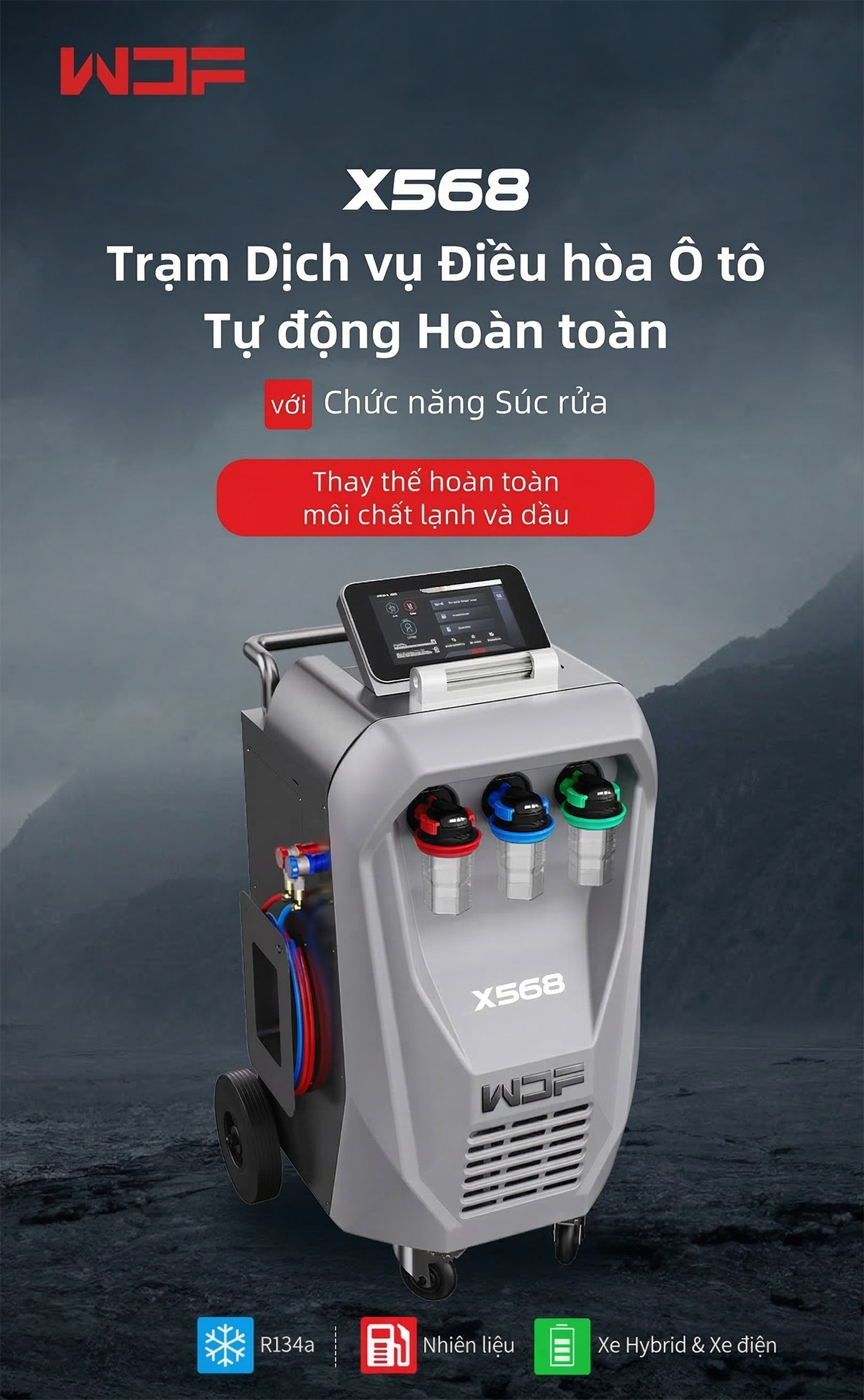Máy nạp ga điều hòa ô tô tự động WONDERFU X568