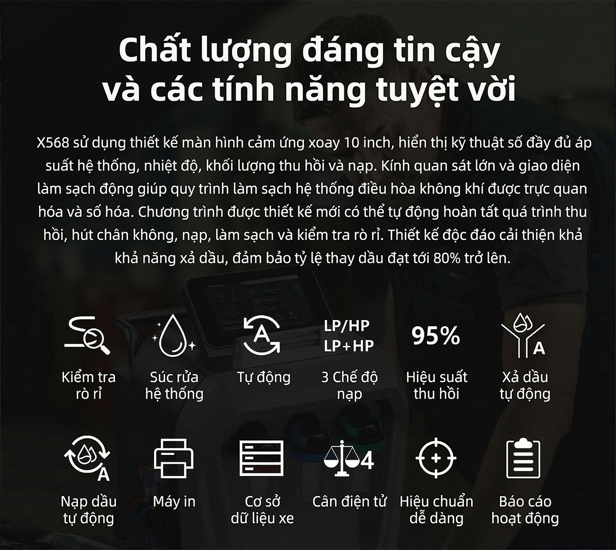 Máy nạp ga điều hòa ô tô tự động WONDERFU X568