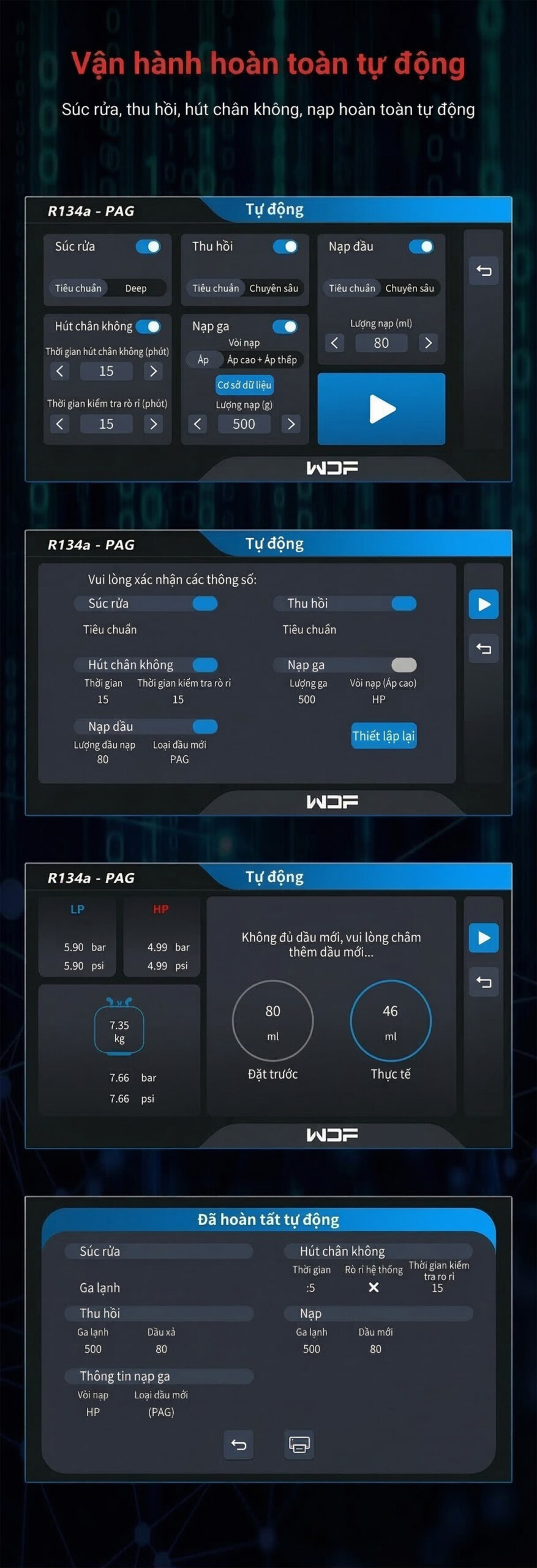 Máy nạp ga điều hòa ô tô tự động WONDERFU X568