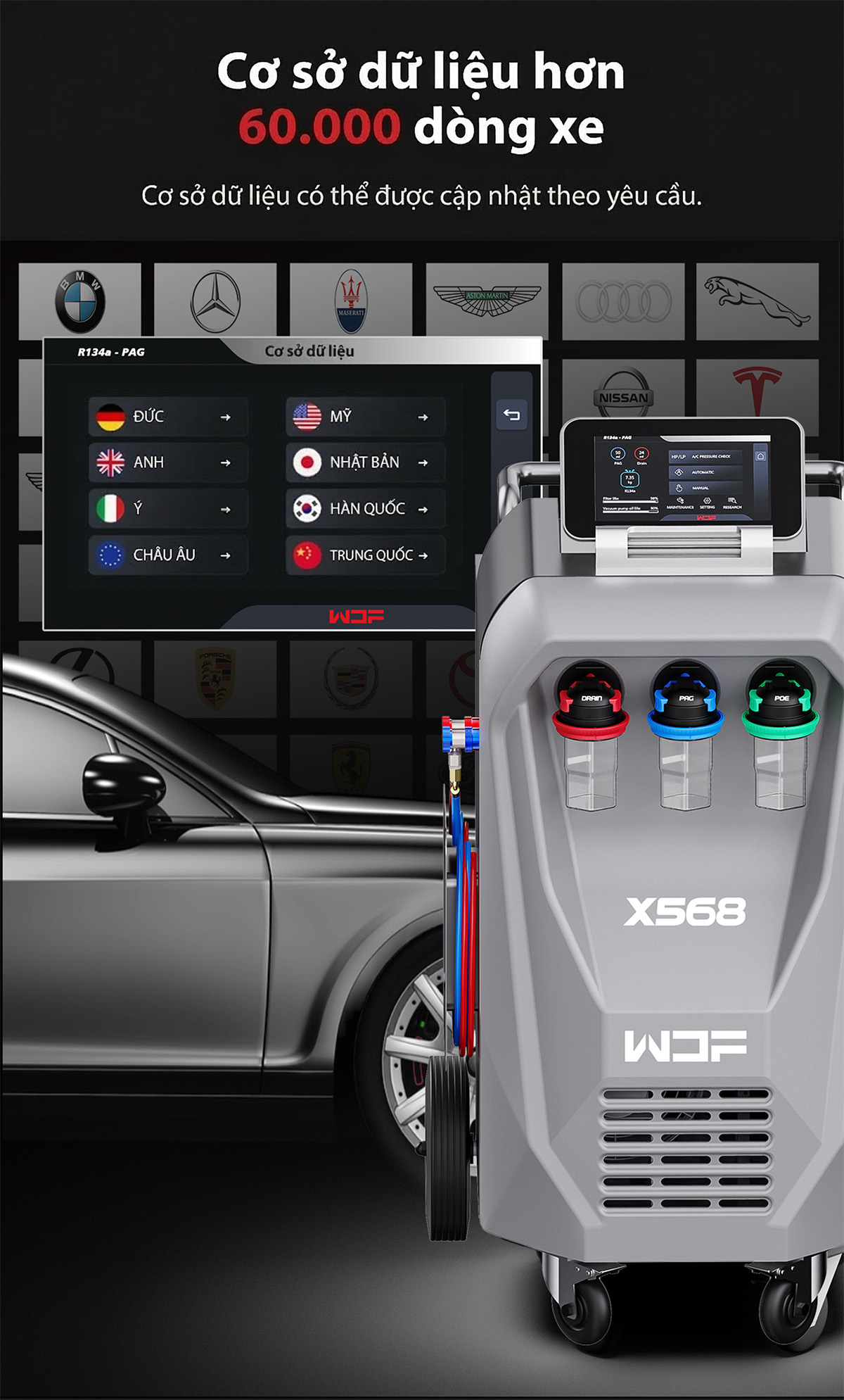 Máy nạp ga điều hòa ô tô tự động WONDERFU X568