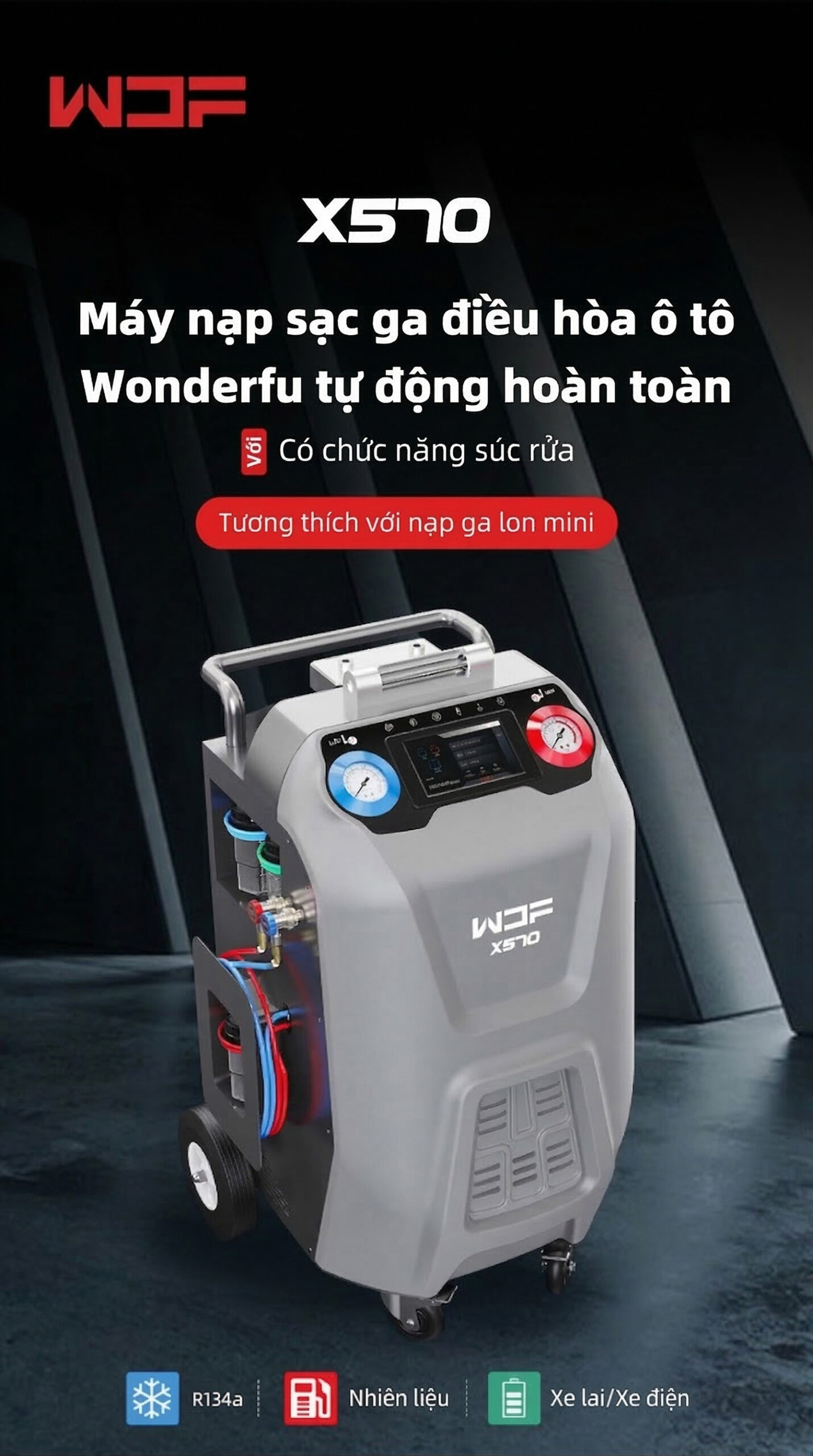 Máy nạp ga điều hòa ô tô tự động WONDERFU X570