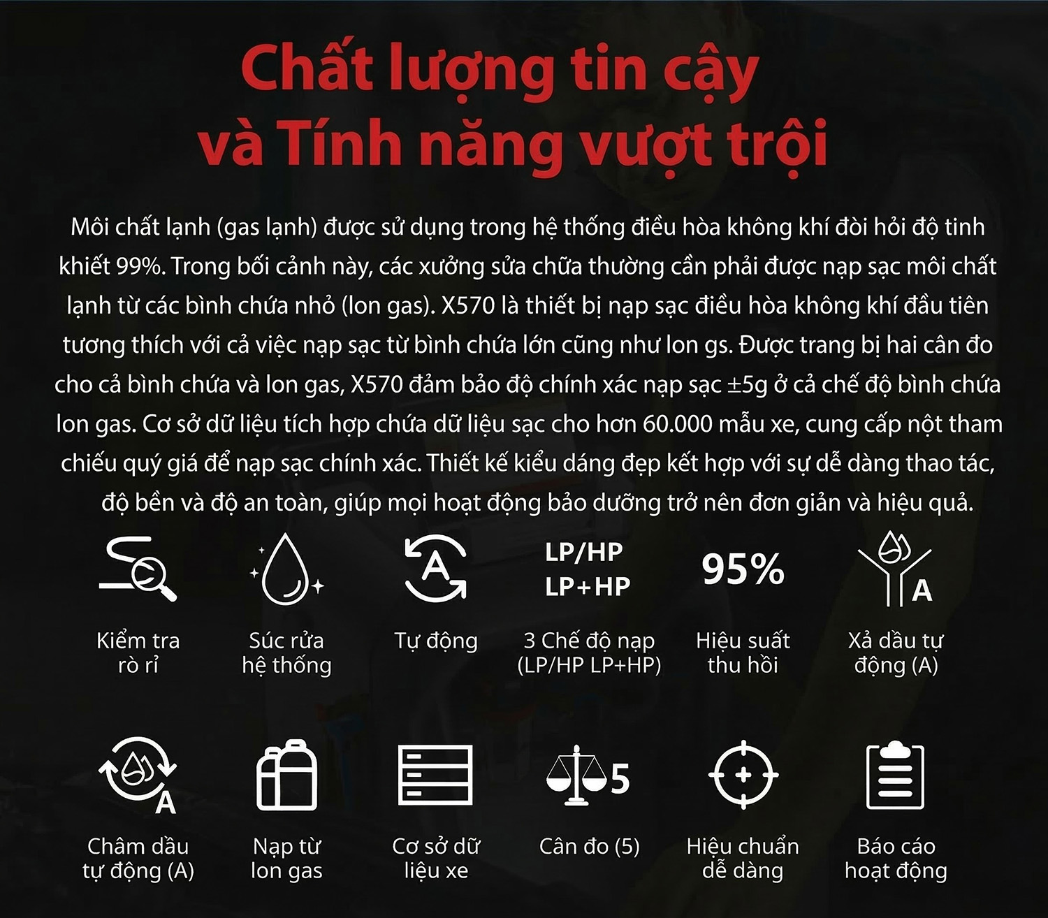 Máy nạp ga điều hòa ô tô tự động WONDERFU X570