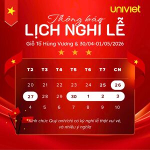 Banner thông báo lịch nghỉ lễ 2026 của Uni Việt