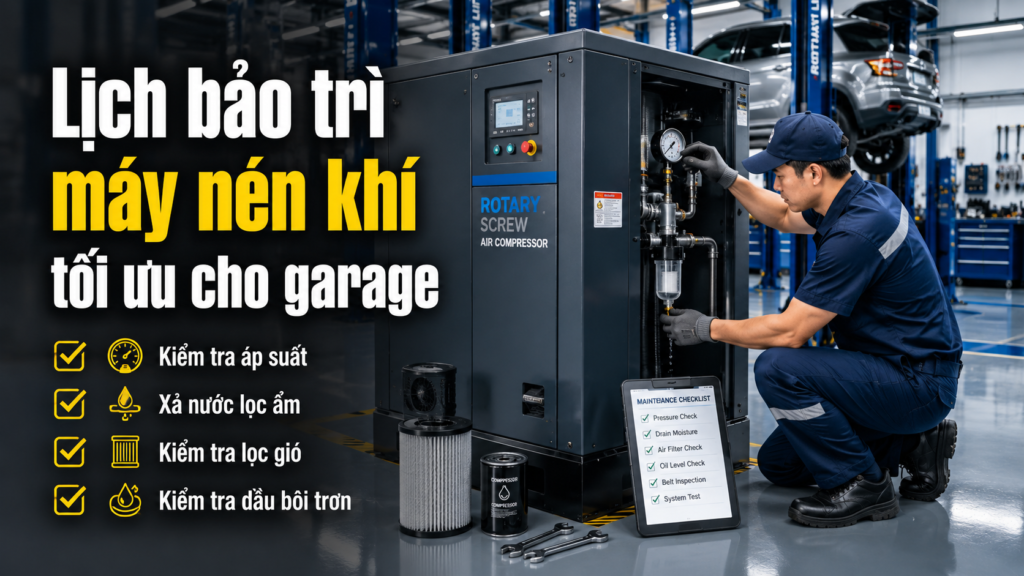 Lịch bảo trì máy nén khí tối ưu cho garage
