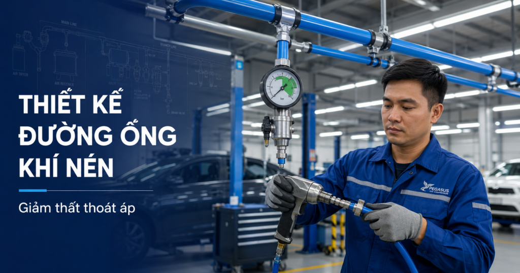 Thiết kế đường ống khí nén giảm thất thoát áp