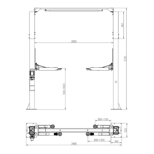 Cầu nâng 2 trụ giằng trên UNIVIET U368D 21 Cầu nâng 2 trụ giằng trên UNIVIET U368D