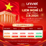 Thông báo Lịch nghỉ Lễ Quốc Khánh 2/9/2026
