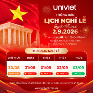 Thông báo Lịch nghỉ Lễ Quốc Khánh 2/9/2026
