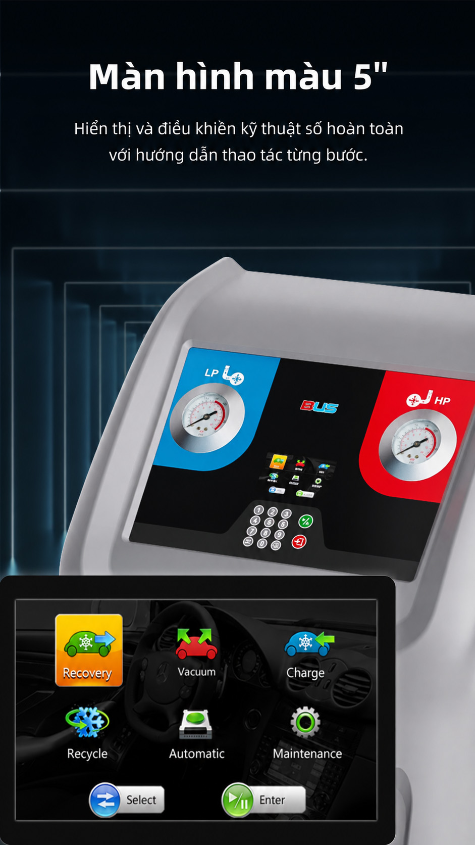 Máy nạp ga điều hòa xe buýt - xe khách WONDERFU X550 7 Máy nạp ga điều hòa xe buýt - xe khách WONDERFU X550