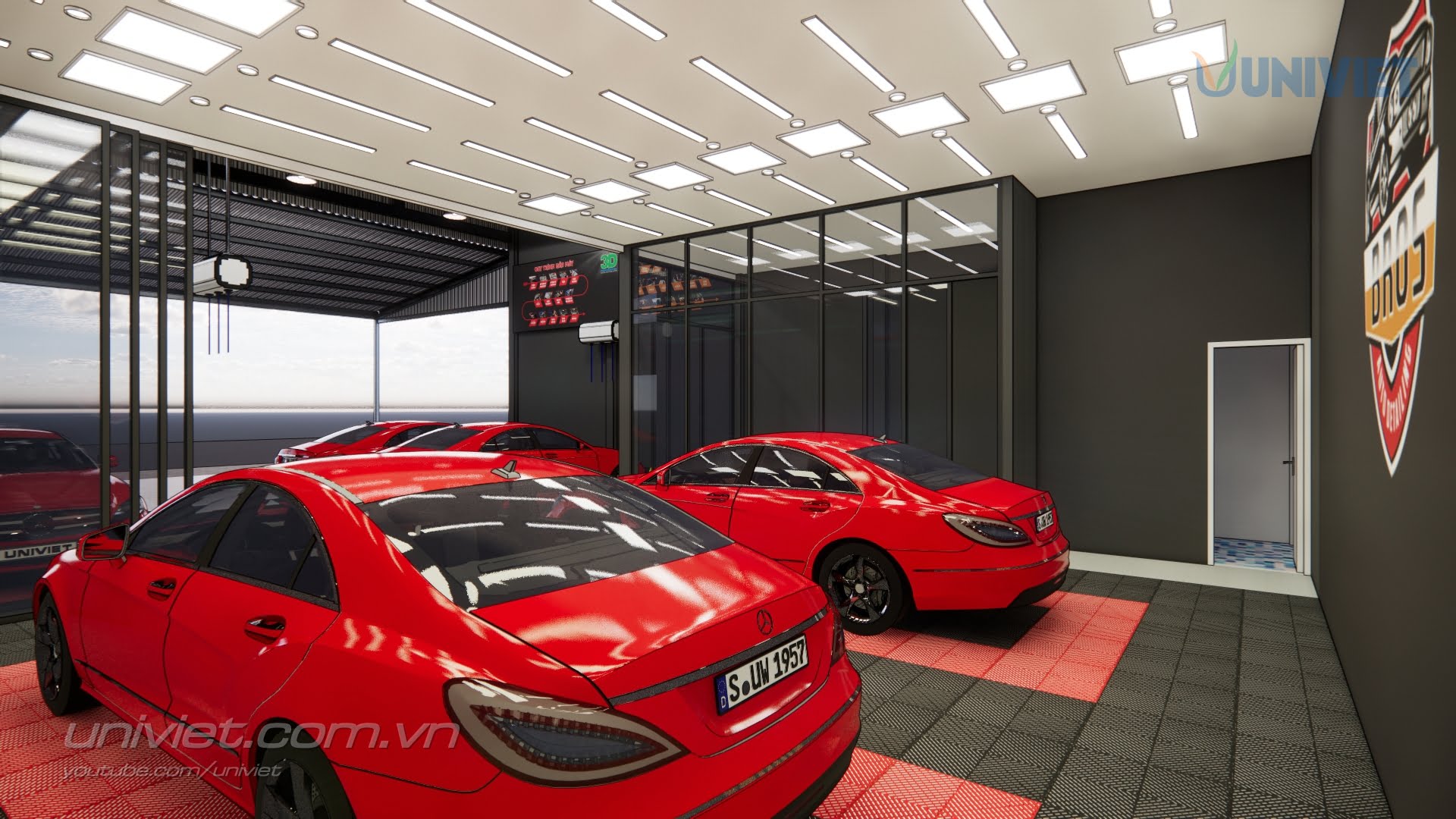 Mô hình 3D Trung tâm chăm sóc xe hơi chuyên nghiệp tại Quảng Trị