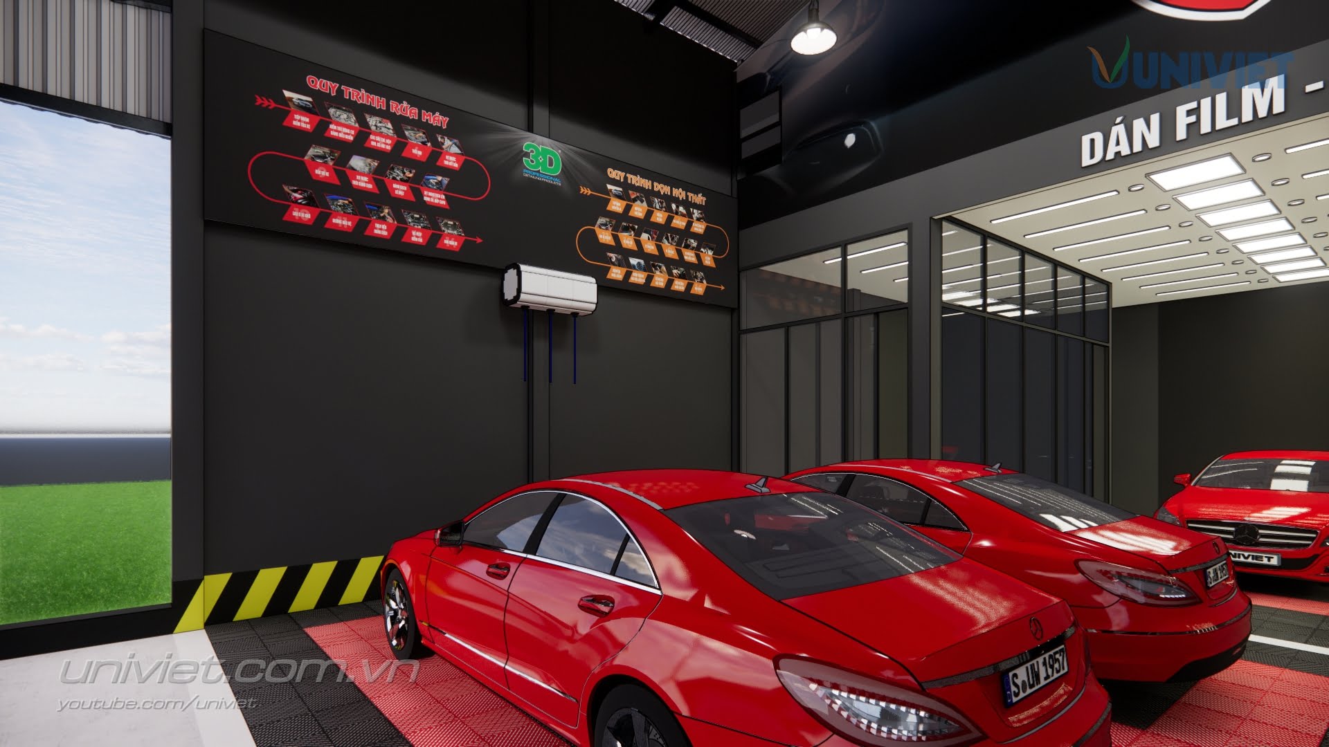 Mô hình 3D Trung tâm chăm sóc xe hơi chuyên nghiệp tại Quảng Trị