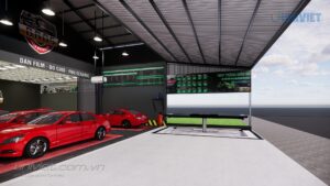 Mô hình 3D Trung tâm chăm sóc xe hơi chuyên nghiệp tại Quảng Trị